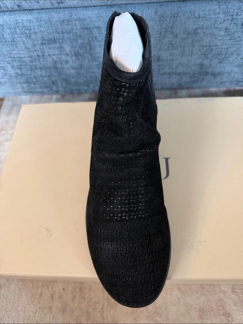 NYDJ Concetta Black Woven Leather Ankle Boots